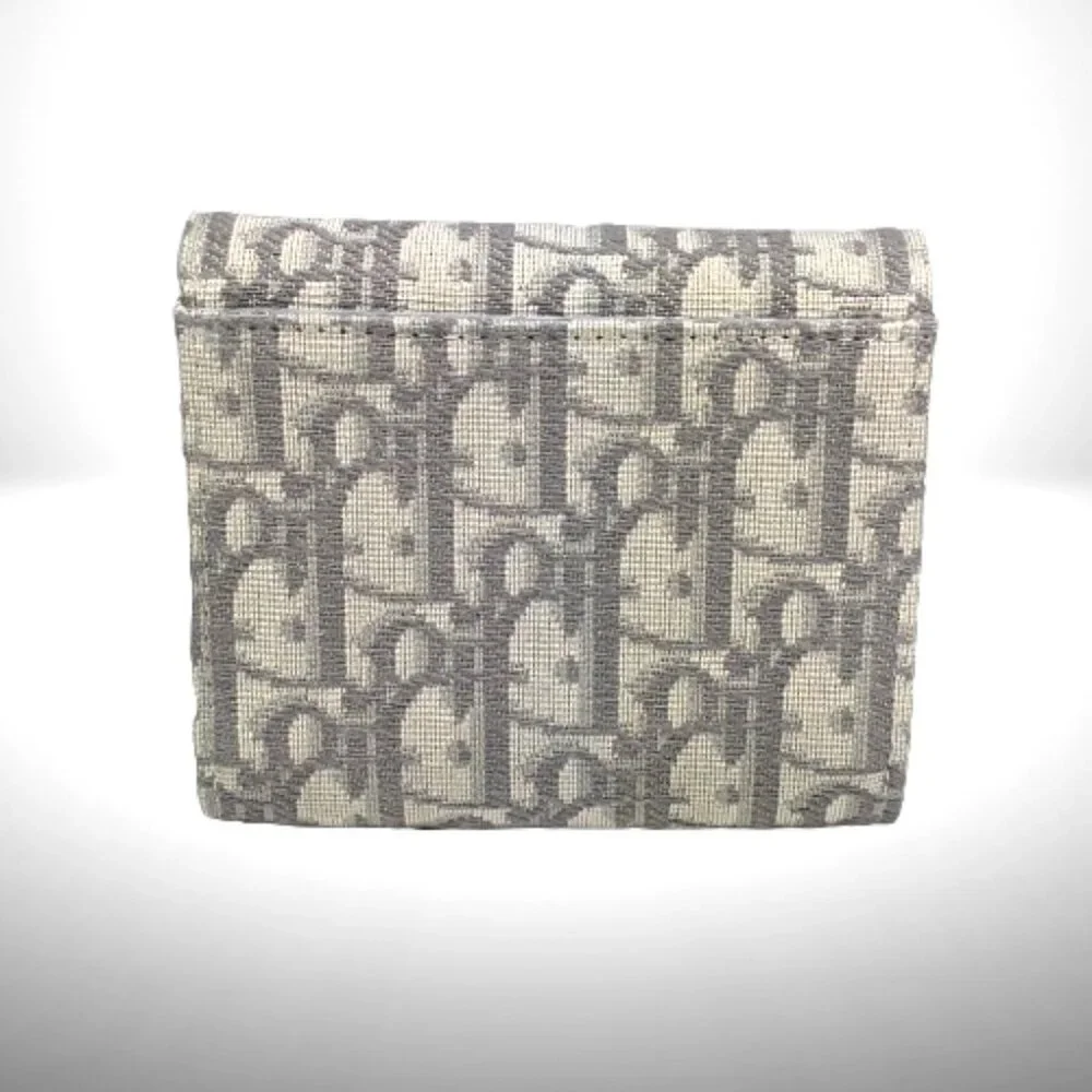 Dior Saddle Lotus Wallet in Gray Oblique Jacquard - New